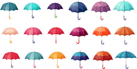 Set of colorful umbrellas on white background © EnelEva