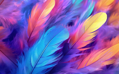 Obraz premium Colorful Feather Background,created with generative ai tecnology.