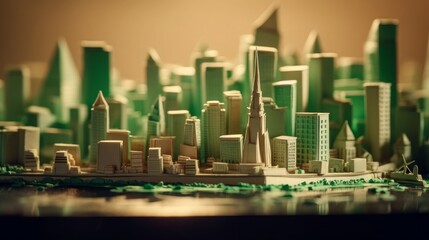 Captivating Urban Nightscapes: Artistic City Skyline Design with Skyscrapers, Vector Illustration & Stunning Architecture, generative AIAI Generated