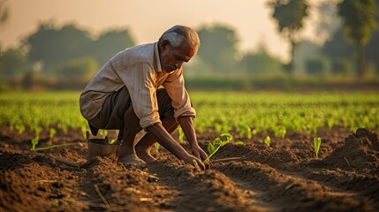 farmer working in the field, Indian farmer working in the farm, farmer planting