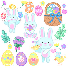 Easter  eggs and bunny chick 