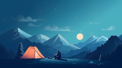 Camping in nature, Mountain landscape