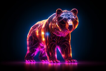 Polygon bear with futuristic element. Ai generative.