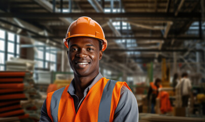 An industry worker portrait at workplace, exceptional industrial job occupation - obrazy, fototapety, plakaty