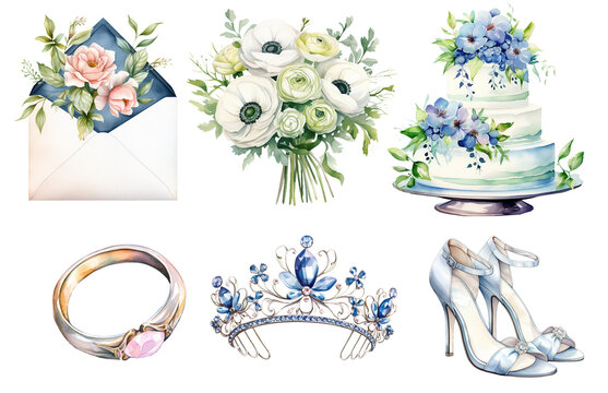collection of wedding decorations. generative ai