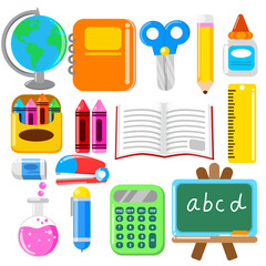 school supplies element vector set