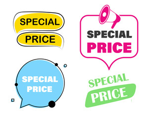 Special price offer set of object. 4 different label with loudspeaker