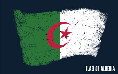 vintage Algeria flag Grunge effect with brush stroke