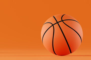 Classic orange basketball ball isolated on orange background