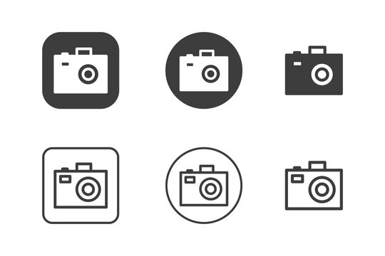 Camera icon design 6 variations. Travel icons set, Isolated on white background.