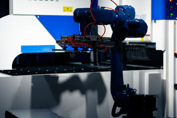 robot arm working in factory