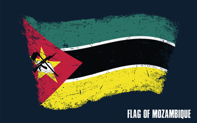 vintage Mozambique flag Grunge effect with brush stroke