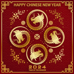 Happy Chinese new year 2024 Zodiac sign year of the Dragon