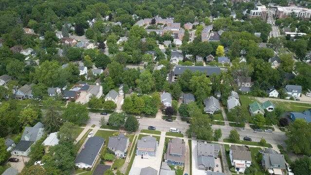Aerial View of Homes in Typical Suburban United States Town