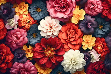 Colorful flower bouquet close up view