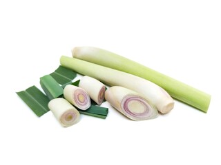 Fresh organic lemongrass isolated on a white background.	