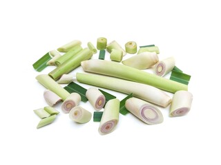 Fresh organic lemongrass isolated on a white background.	