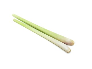 Fresh organic lemongrass isolated on a white background.	