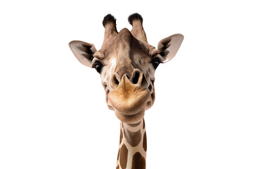 portrait of giraffe isolated on transparent background. Generative Ai - obrazy, fototapety, plakaty