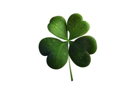 green lucky clover leaf isolated on transparent background for St. Patrick's day. Generative Ai