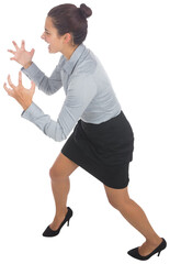 Digital png photo of furious caucasian businesswoman on transparent background