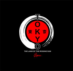 TOKYO, japan typography graphic for t-shirt design. Tee shirt print, original apparel with grunge. Vector illustration.