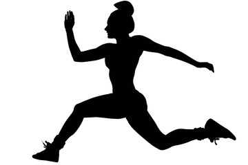 Fototapeta na wymiar Digital png silhouette image of woman running on transparent background