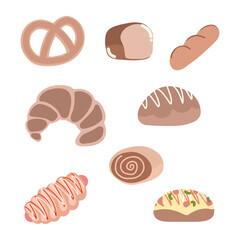 Set of Breads and pastries vector design elements