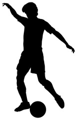 Digital png silhouette image of male football player on transparent background