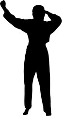 Digital png silhouette image of female martial artist on transparent background