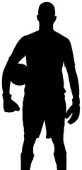 Digital png silhouette image of male goalkeeper on transparent background