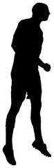Digital png silhouette image of male football player on transparent background