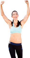 Digital png photo of caucasian woman wearing sports clothes on transparent background