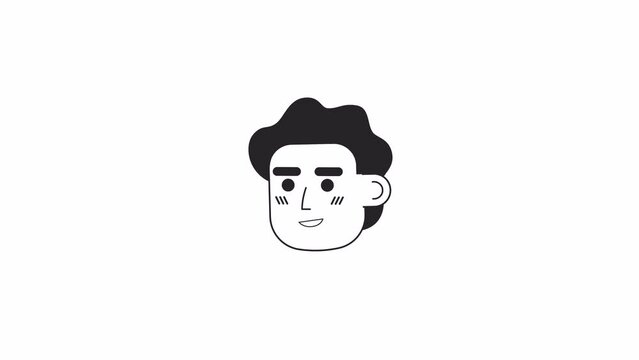 Trader emotions bw 2D avatar icons animation pack. Diverse students outline cartoon 4K video, alpha channel. Modern investors animated people facial expressions bundle isolated on white background
