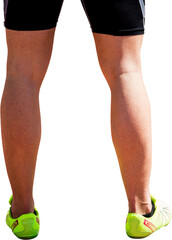 Digital png photo of caucasian man wearing sports shoes on transparent background