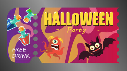 hand drawn haunted halloween ticket template