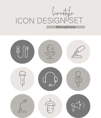 Linestyle Icon Design Set Microphone