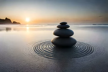 Fototapete Steine im Sand zen stones in water