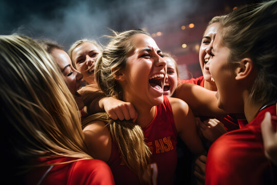 volleyball players excitement of victory win ai generated art