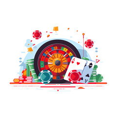 Casino game by AI. Enjoy the thrill of the roulette wheel with high-stakes betting. Place your chips and cards on the table and spin the wheel to see if you'll be the winner. Created with AI.