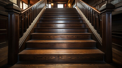 Modern natural ash tree wooden stairs