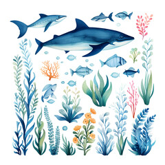 Undersea watercolor clipart