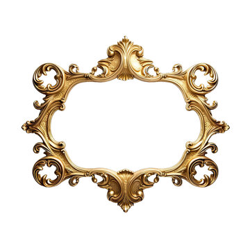 Golden picture frame baroque style. Vintage art object 4