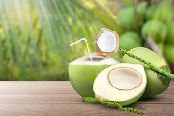 Coconut water or coconut juice - obrazy, fototapety, plakaty