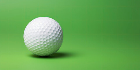 Close-up of golf ball isolated on green backdrop. Generative AI
