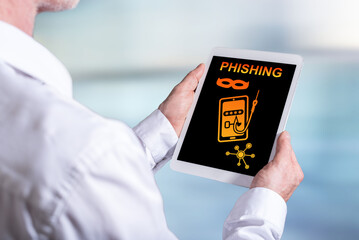 Phishing concept on a tablet