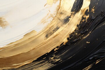 Closeup of abstract rough gold and black colored art painting texture, with oil brushstroke, pallet knife paint on canvas Generative AI