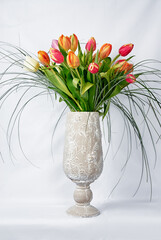 Tulips bouquet on the white background