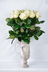 Roses bouquet on the white background