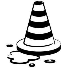 Street cone in a puddle